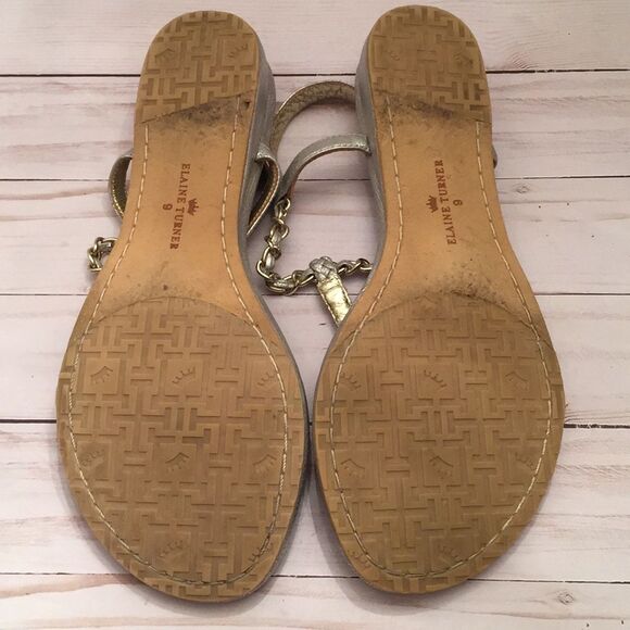 Elaine Turner Silver Braid/Chain Thong Sandal - Picture 4 of 8